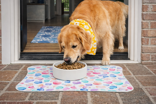 Watercolor Paw Print Pet Feeding Mat