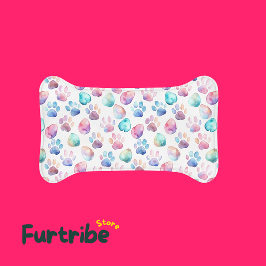 Watercolor Paw Print Pet Feeding Mat