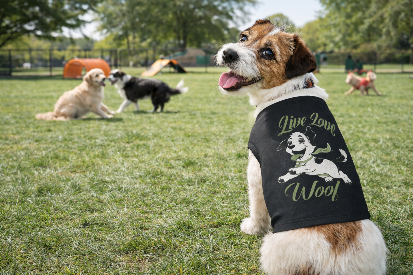 "Live Love Woof" Cute Puppy Graphic Pet Shirt