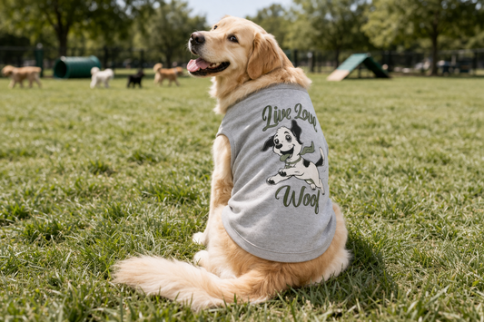 "Live Love Woof" Cute Puppy Graphic Pet Shirt