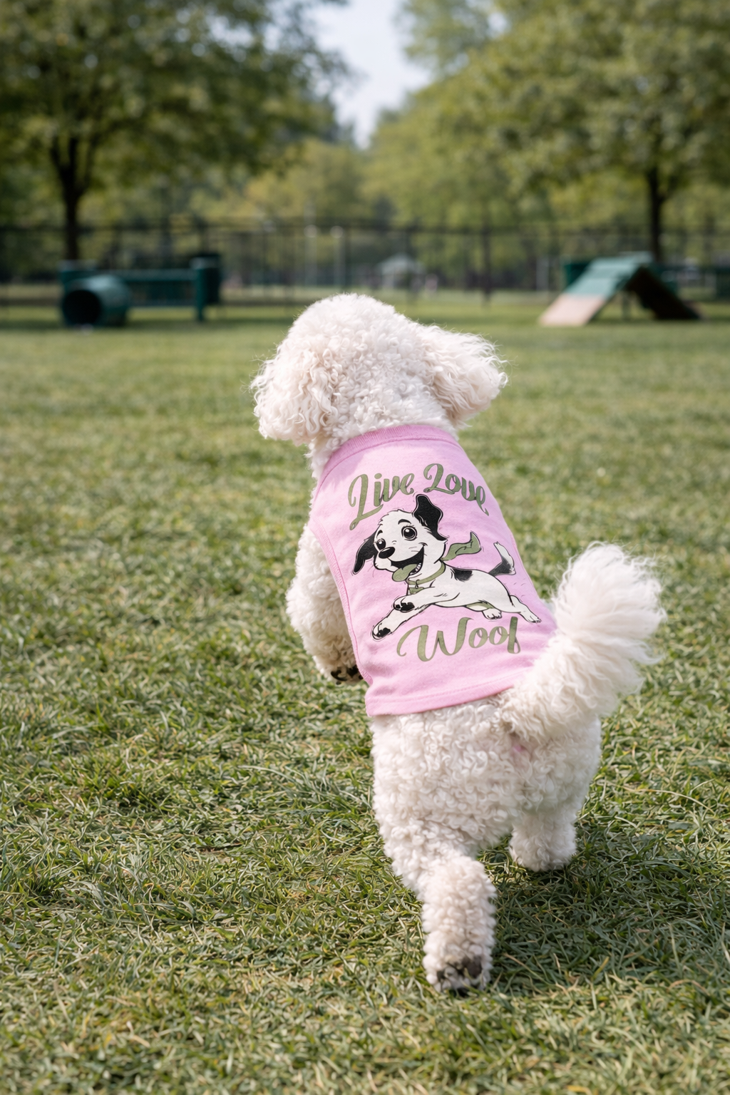 "Live Love Woof" Cute Puppy Graphic Pet Shirt