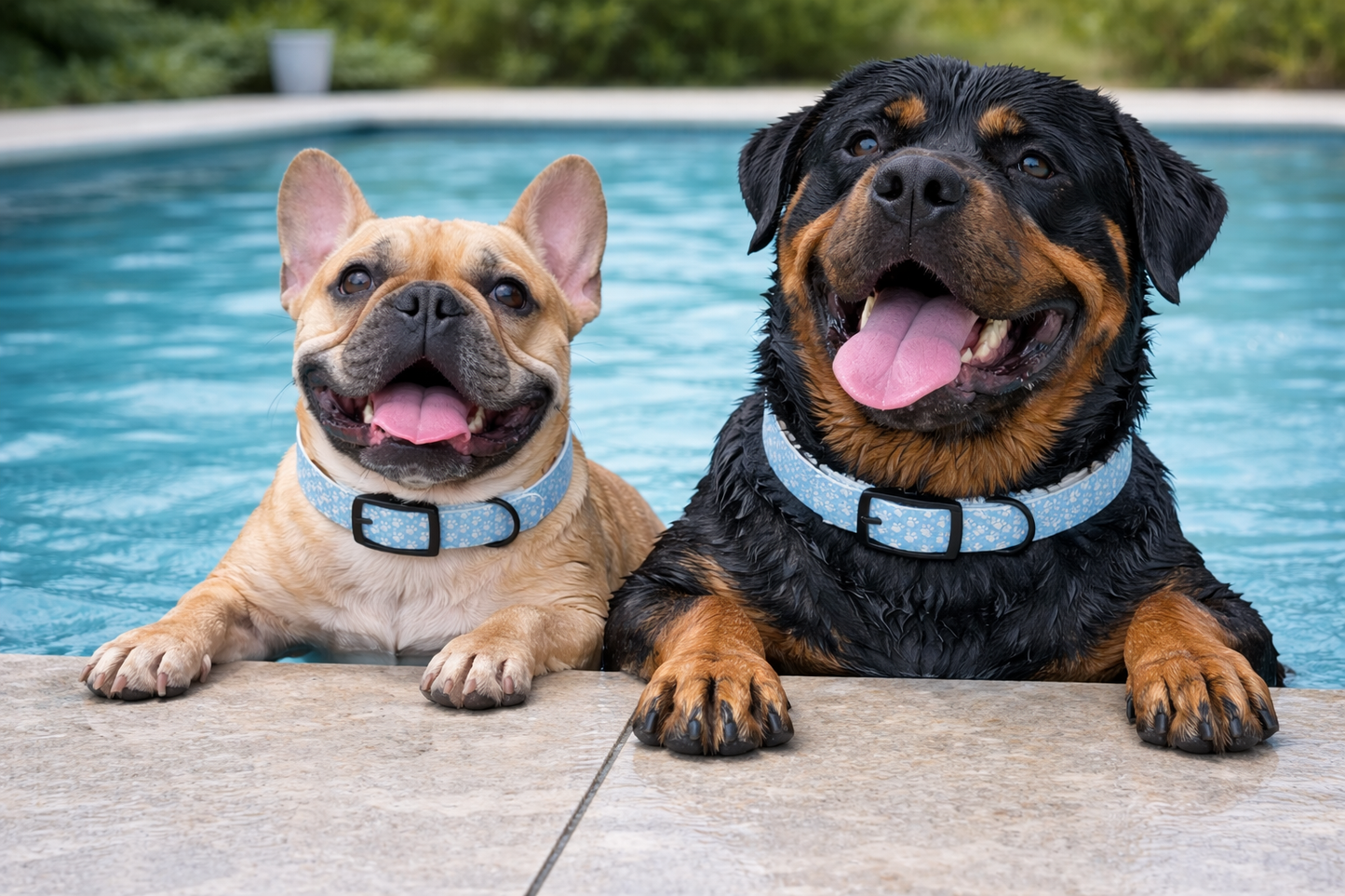 Blue Paw Print Dog Collar
