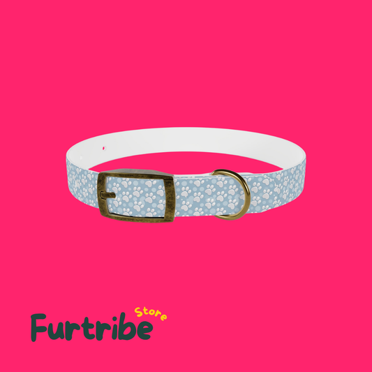 Blue Paw Print Dog Collar