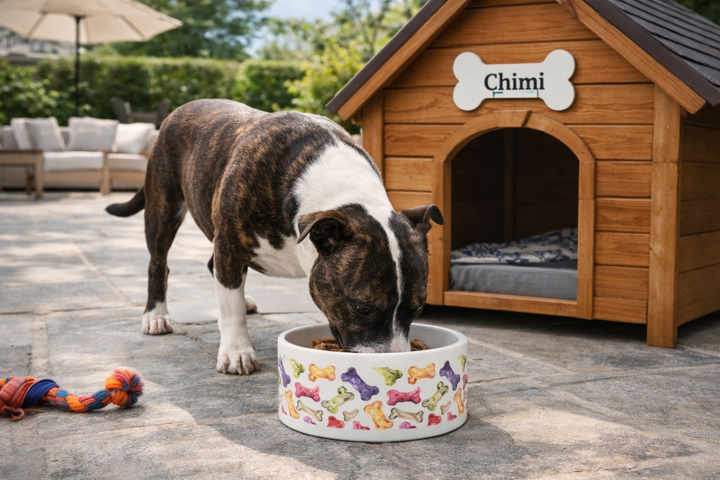 Watercolor Dog Bone Pet Bowl