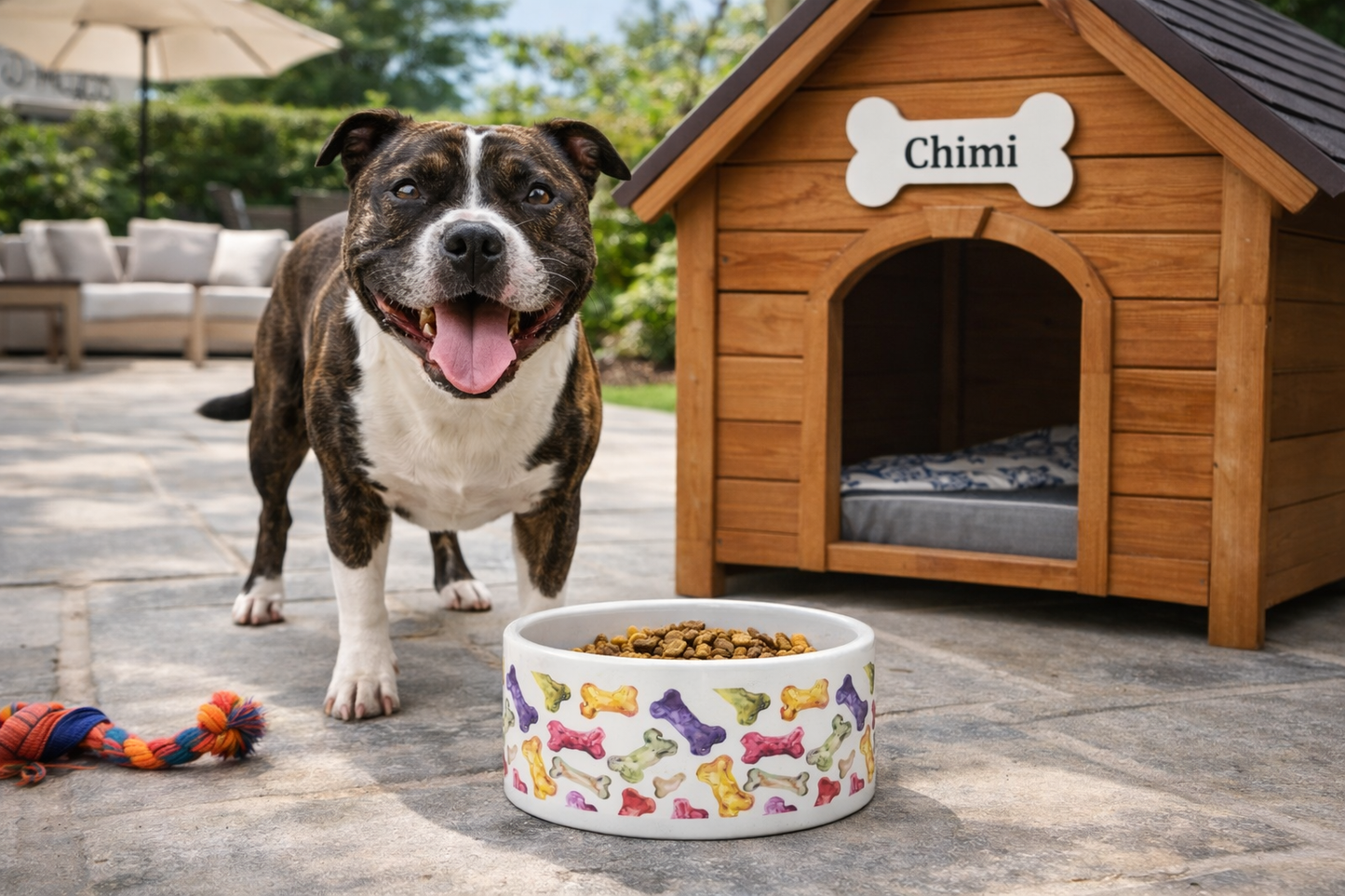 Watercolor Dog Bone Pet Bowl