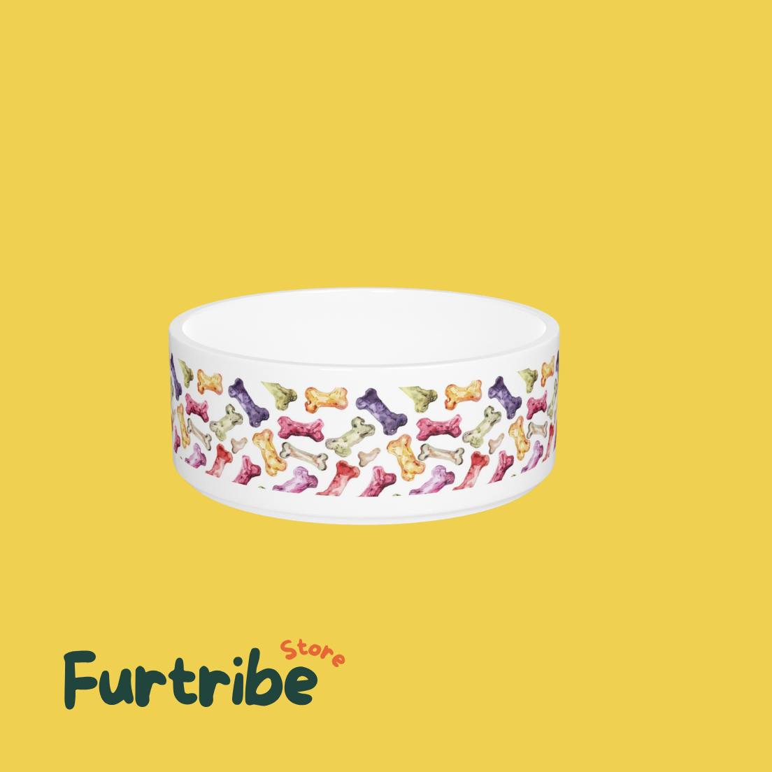 Watercolor Dog Bone Pet Bowl