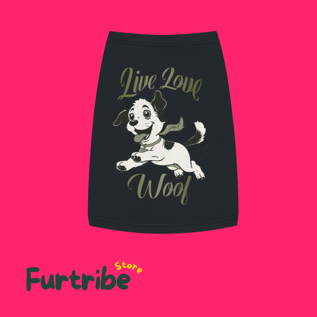 "Live Love Woof" Cute Puppy Graphic Pet Shirt