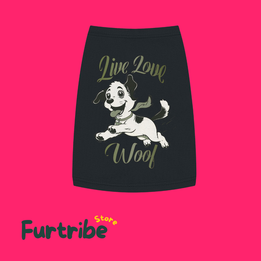 "Live Love Woof" Cute Puppy Graphic Pet Shirt